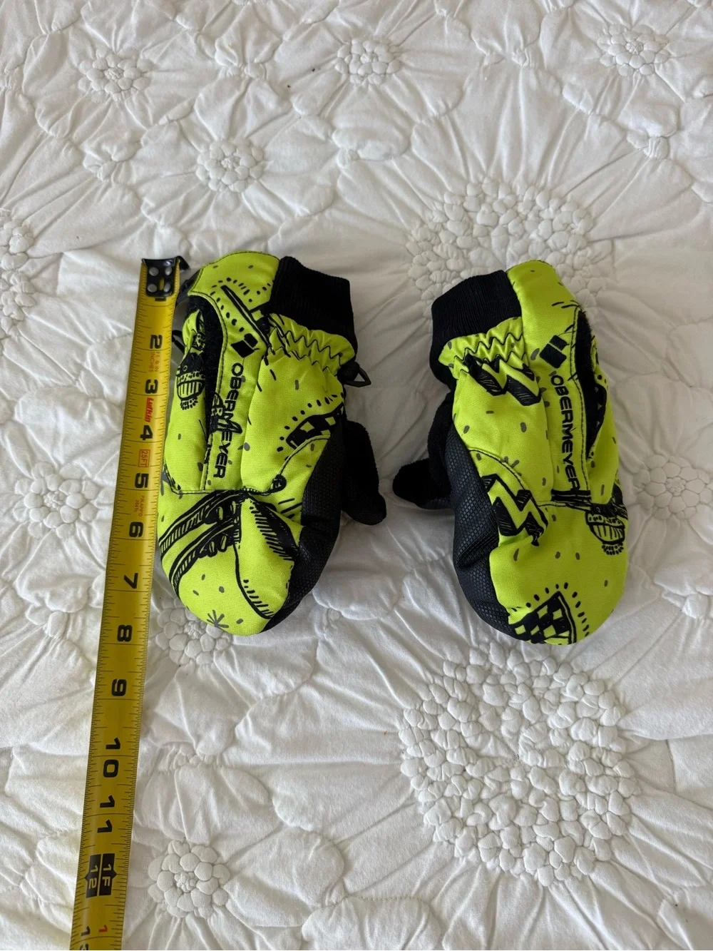 Obermeyer Neon Yellow & Black Kids Ski Mittens